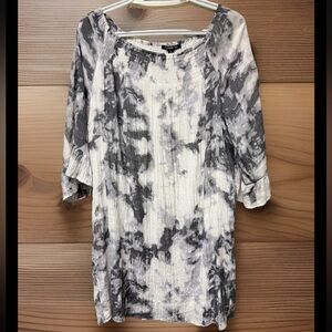 Zac And Rachel Boho Shift Dress Women’s 3X Marble 3/4 Flutter Sleeve Lined